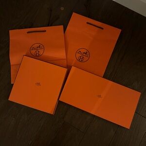 Hermes boxes and shopping bags